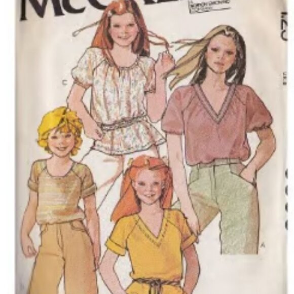 Vintage McCalls 6506 Set of Tops & Blouses Pattern For Girls Size 14 - Picture 2 of 3